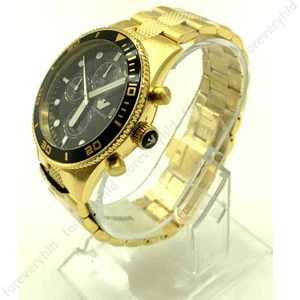 Emporio Armani AR5857 Gold Tone Stainless Steel Analog Black Dial Men's Watch - Picture 1 of 5