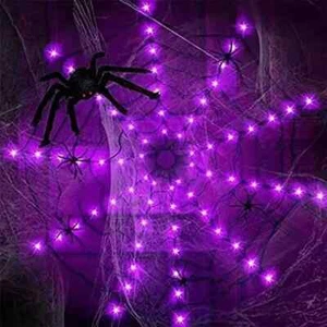 SPRKLINLIN Spider Web Lights, 80 LED 2.62FT Purple Halloween String Lights - Picture 1 of 7