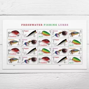 US 2025 SC#5961 - 5965 - FRESHWATER FISHING LURES Forever Stamps - Sheet of 20 - Picture 1 of 1