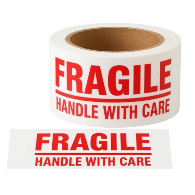 1-216卷2英寸x110码易碎手柄带护理包装白色/红色安全胶带 — 第 1/4 张图片