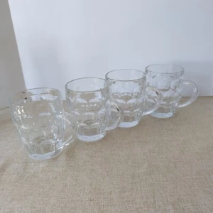 Set 4 bicchieri birra vintage Arcoroc Thumbprint trasparenti pesanti made in France - Foto 1 di 11