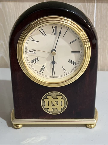 University of Notre Dame Alumni Brass Desk Clock Cover