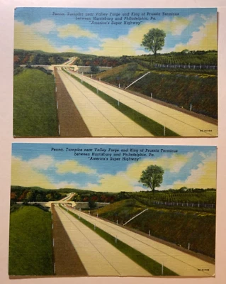 Lot of 2 Vintage Linen Postcards Penna Turnpike near Valley Forge Unposted - Image 1 of 4