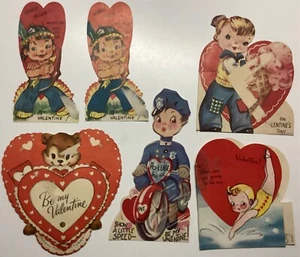 Vintage 1950’s Die-cut Children's Valentine Lot of 6 DAMAGED - Picture 1 of 3