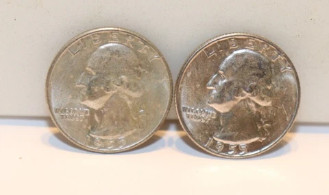 (2) 1955 D US Washington Quarter 25c Unc Lot of 2 Cover