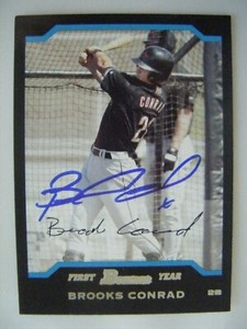 BROOKS CONRAD signed RC BRAVES 2004 Bowman baseball card AUTO A's BREWERS PADRES