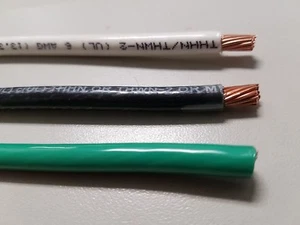 20' EA THHN THWN 6 AWG GAUGE BLACK and WHITE COPPER WIRE + 20' 10 AWG GREEN - Picture 1 of 1