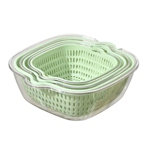1 Set Stackable Vegetable Sinks Wash Drain Basket Reusable Plastic Fruit - Picture 1 of 12