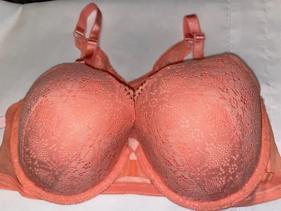 Victoria Secret 38D bra women's Very Sexy lined demi front closure lace orange - Image 1 of 4