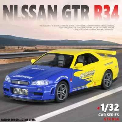 1: 32 Nissan GTR R34 Fast & Furious Alloy Car Model Diecasts Toy  Vehicles - Image 1 of 4
