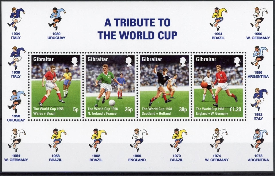 Gibraltar 1998 Soccer : Good VF MNH sheet Foto 1 de 1