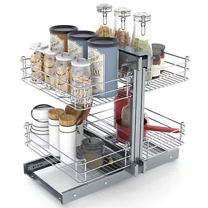 2-Tier Blind Corner Pull Out Organizer with Soft Close & 4 Baskets - Picture 1 of 9