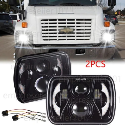 Pair 130W 7x6" Led Headlights Headlamp for Chevy C6500 C7500 Kodiak Sealed Hi/Lo - Image 1 of 4