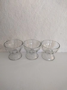Set of (3) Vintage Libbey Glass Ice Cream Sundae Pedestal Bowls Ribbed Glass - Picture 1 of 6