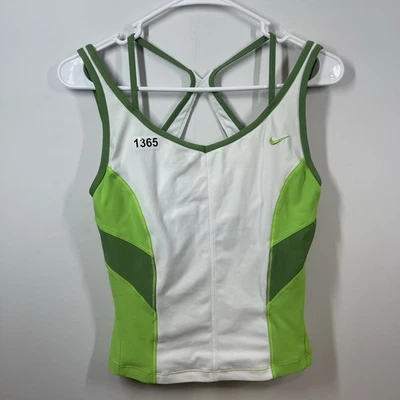 Camiseta sin mangas Nike Racerback para mujer XS verde blanco atlético ocio sujetador incorporado Foto 1 de 4