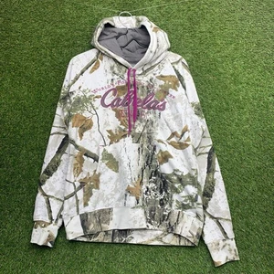 Cabelas Camo Hunting Hoodie Womens Large Sweatshirt AOP White Outdoor Zip Up - Picture 1 of 10
