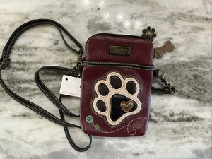 Bolso de mano bandolera convertible con correa para teléfono celular estampado de pata Chala Dog Lovers granate - Imagen 1 de 7