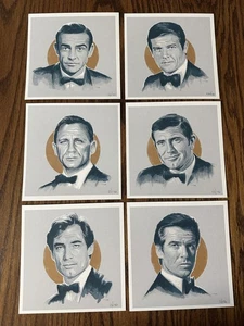 Tom Ralston - Juego de 6 retratos de James Bond impresión artística de edición limitada - 6 x 6 - Imagen 1 de 7