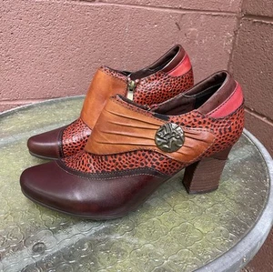 Spring Step Artiste Fia Multi Color Hand Painted Leather Ankle Boots 38 - Picture 1 of 13