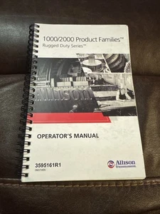 Allison Transmisión Serie 1000/2000 Manual del Propietario 3596161R1 OEM Envío Gratuito - Imagen 1 de 3