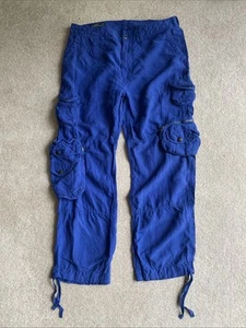 Pantalones de Carga Polo Ralph Lauren Azul Paracaidistas Utilitarios Militares 36 x 30 RARO - Imagen 1 de 20