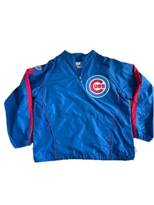 Chicago Cubs Windbreaker Mens XL Blue MLB Majestic Cool Base Pullover Jacket - Picture 1 of 11