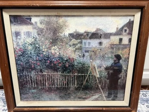 Vintage gerahmter Druck französischer Impressionist Maler Claude Monet von seinem Garten - Bild 1 von 5