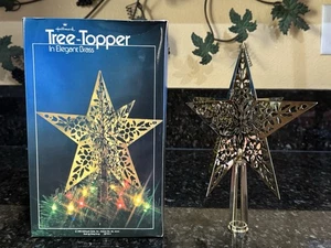 Albero di Natale Vintage 1980 Hallmark Elegante Ottone 9” Topper con Scatola Originale - Foto 1 di 21