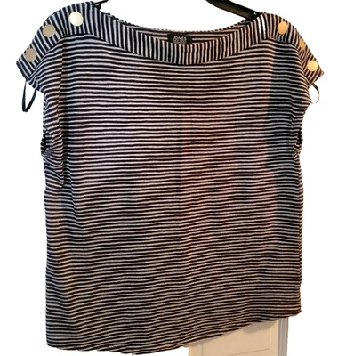 JONES NEW YORK FIRMA TOP A RAYAS SIN MANGAS BOTONES DORADOS TALLA M Foto 1 de 4