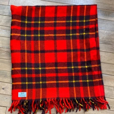 MANTA DE COLECCIÓN FARIBO 100 % LANA 50 x 54 Faribault Woolen Mills EE. UU. Rojo a Cuadros Foto 1 de 3