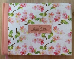 Blumen, Pfirsich, Rosa, Gästebuch mit spirituellen Zitaten durchgehend, Bandmarker - Bild 1 von 7