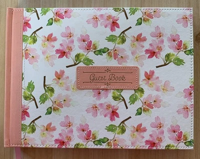 Floral, Peach, Pink, Guestbook With Spiritual Quotes Throughout, Ribbon Marker - Image 1 of 4