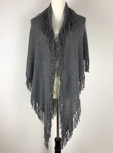 Minnie Rose Cashmere Wrap Shawl Fringe Lightweight Womens One Size Gray - Picture 1 of 7