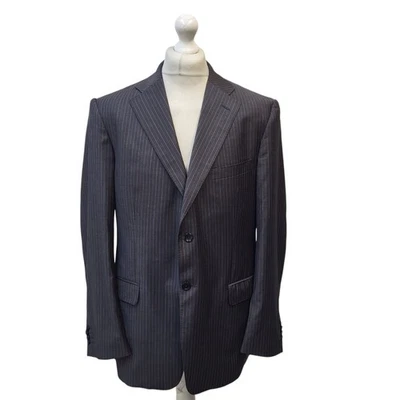Versace Suit Jacket Trousers Grey Pinstriped Uk Men's Size XL 44" W36 L32 GG182 - Image 1 of 4