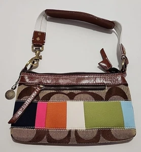 Borsa a tracolla piccola Coach in pelle e tela firmata multistriscia C06Q-10856 - Foto 1 di 14