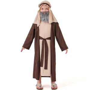 Kids Arab Brown Grandpa Little Old Man Cosplay Costume Book Week Party Outfits - Picture 1 of 12