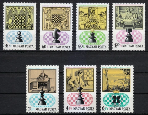 Hungary 1974 MNH Mi 2957-2963 Sc 2289-2295 Chess Olympiad, Nice ,France ** Cover
