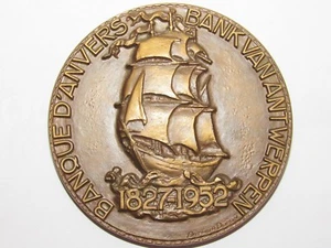 03E3 Medalla De Bronce Banco De Amberes Antwerp Bélgica Belgie Arthur Dupon - Imagen 1 de 3
