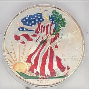 2000 American Silver Eagle Dollar Color Enameled 1oz .999 Fine *BEAUTIFUL* - Picture 1 of 4