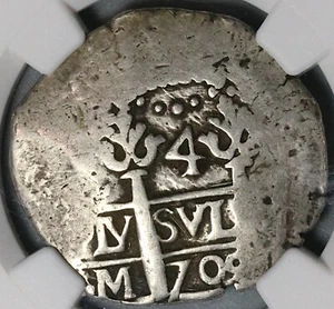 1709 NGC VF 25 Peru Cob 4 Reales Spain Colonial Silver Coin POP 1/0 (22061501C) - Picture 1 of 6