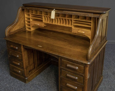 Vintage Antique Roll Top Desk Solid Wood - Circa Early 1900s Cover