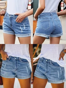 Damen Jeans Short Kurzehose Denim Bermuda Kurze Hose Lässig Sexy Stretch - Bild 1 von 7