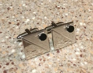 Vintage Shields Cufflinks 1950s Silver Tone Metal Square  - Picture 1 of 3