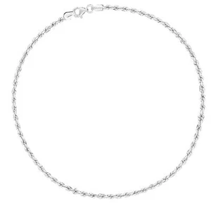 .925 Sterling Silver Rope Shiny Sparkle Anklet Ankle Bracelet 10" - Picture 1 of 4