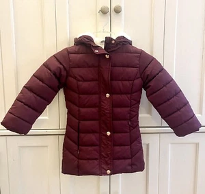 Kensie Girl Puffer Jacket Coat Sherpa Sz 4 Navy Dark Red Rose Gold Accents NEW - Picture 1 of 12