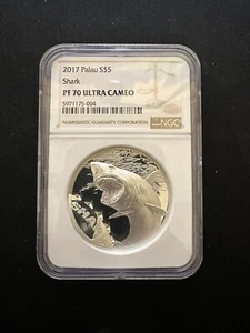 2017 Palau S $5 Shark Bite Silver NGC PF70 ULTRA CAMEO - Picture 1 of 2