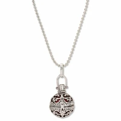 Collana Chiama Angeli Bola Messicana Traforata color argento sfera rossa - Immagine 1 di 2