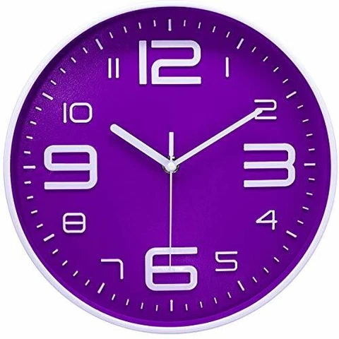 45Min 10 Inch 3D Number Dial Face Modern Wall Clock, Silent  Assorted Colors Cover