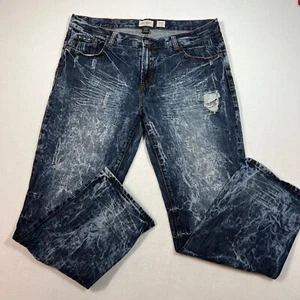 Pantalones de mezclilla en dificultades lavados con ácido Decibel Goods para hombre 40x32 - Imagen 1 de 13