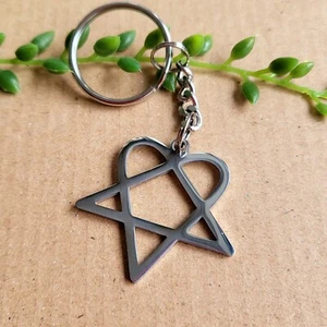 Heartagramm Schlüsselring - Ville Valo HIM Rockband Metall Schlüsselanhänger Geschenk - Bild 1 von 1